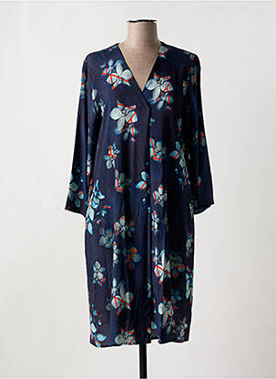 Robe mi-longue imprimé fleurs manches longues bleu MADE IN SENS femme