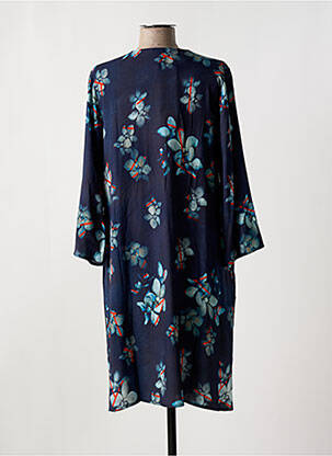 Robe mi-longue imprimé fleurs manches longues bleu MADE IN SENS femme