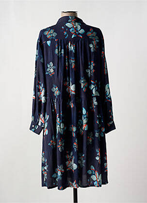 Robe mi-longue imprimé fleurs manches longues bleu MADE IN SENS femme