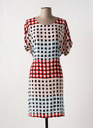 Robe mi-longue tissage crêpe manches courtes rouge SANDWICH femme