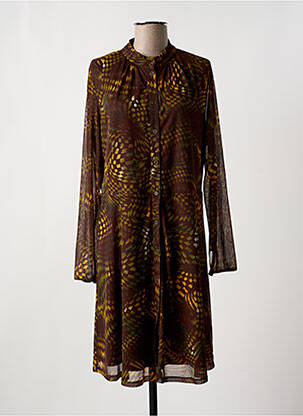 Robe mi-longue imprimé fantaisie manches longues marron SANDWICH femme