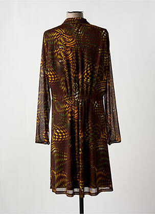Robe mi-longue imprimé fantaisie manches longues marron SANDWICH femme