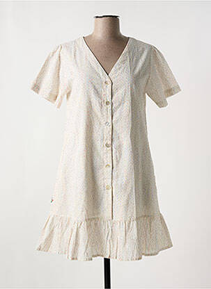 Robe courte coupe évasée manches courtes beige ME-TISSE femme