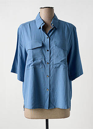 Chemisier tissage crêpe manches 3/4 bleu SUNCOO femme