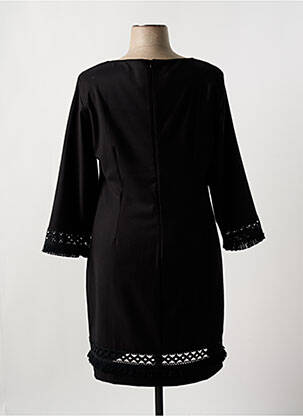 Robe mi-longue tissage crêpe manches longues noir NINATI femme