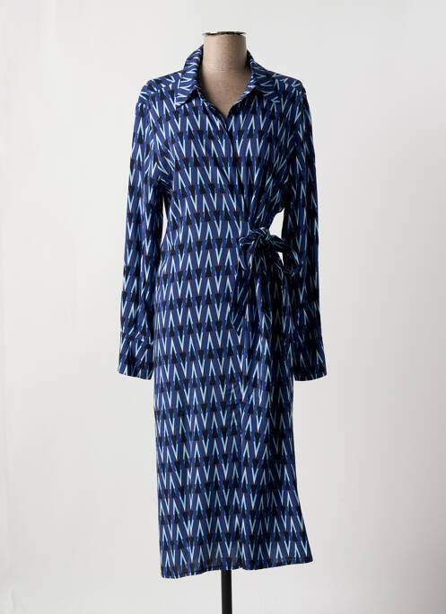 Robe mi-longue manches longues manches longues bleu PAZ TORRAS femme