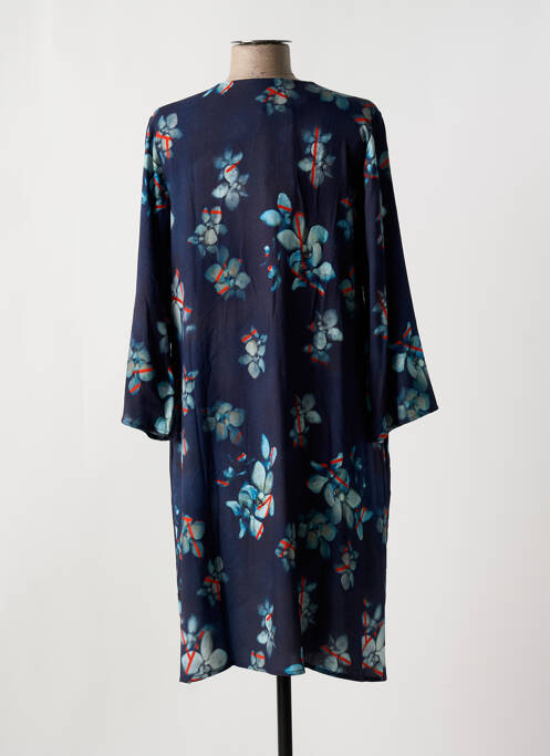 Robe mi-longue imprimé fleurs manches longues bleu MADE IN SENS femme