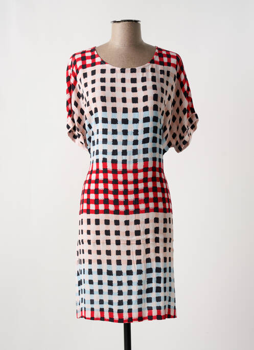 Robe mi-longue tissage crêpe manches courtes rouge SANDWICH femme