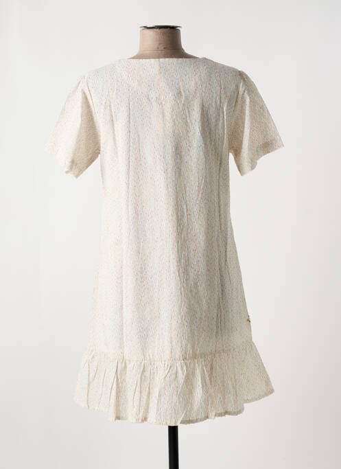 Robe courte coupe évasée manches courtes beige ME-TISSE femme