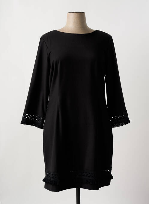 Robe mi-longue manches longues manches longues noir NINATI femme