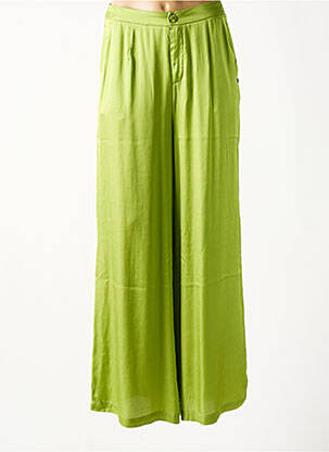 Pantalon large fermeture zippée sous rabat boutonné taille haute vert SURKANA femme