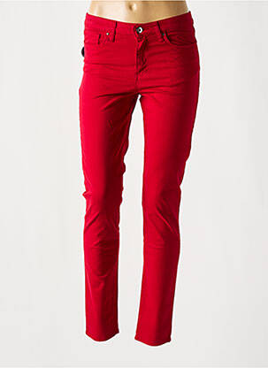 Pantalon slim tissage popeline taille normale rouge LCDN femme