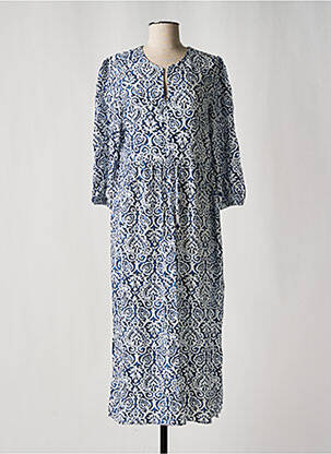 Robe mi-longue manches 3/4 manches 3/4 bleu HAJO femme