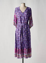 Robe longue imprimé fleurs manches 3/4 violet NARA femme