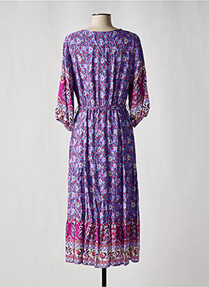 Robe longue imprimé fleurs manches 3/4 violet NARA femme