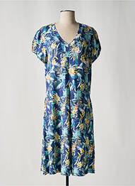 Robe mi-longue manches courtes manches courtes bleu HAJO femme