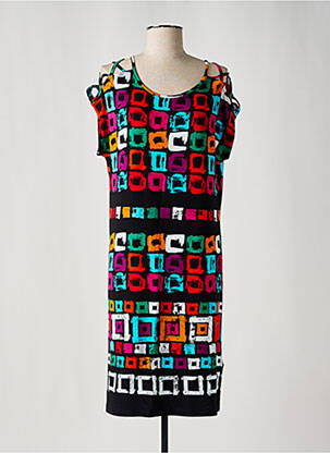 Robe mi-longue manches courtes manches courtes noir HAJO femme