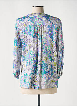 Chemisier imprimé fleurs manches 3/4 bleu BARILOCHE femme