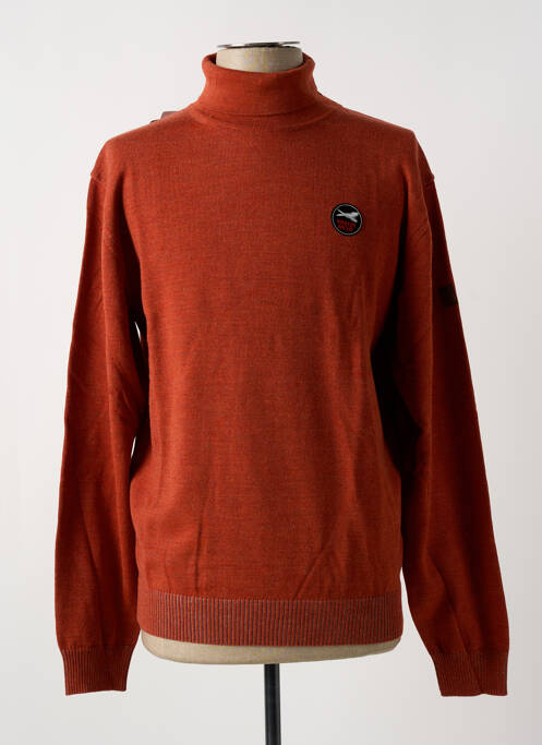 Pull col roulé orange HAJO pour homme