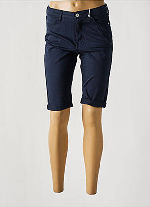 Bermuda tissage popeline taille normale bleu KANOPE femme
