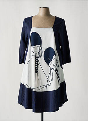 Robe courte manches 3/4 manches 3/4 bleu G!OZE femme