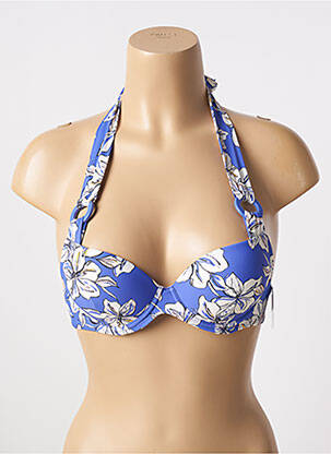 Haut de maillot de bain bretelles élastiquées haut soutien-gorge push-up bleu AUBADE femme