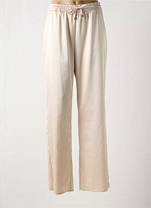 Pantalon large coupe fluide taille haute beige RINASCIMENTO femme