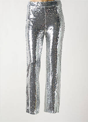 Pantalon droit taille haute taille haute argent EXQUISS'S femme