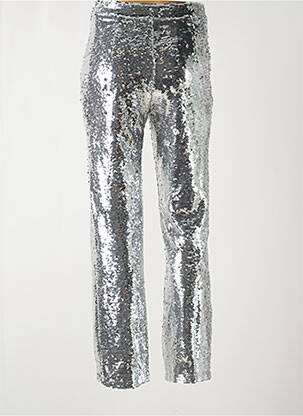 Pantalon droit taille haute taille haute argent EXQUISS'S femme