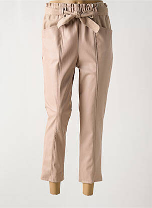 Pantalon 7/8 taille haute taille haute beige RINASCIMENTO femme