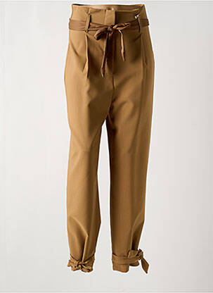 Pantalon droit stretch taille haute marron RINASCIMENTO femme