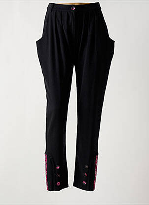 Pantalon droit stretch taille haute noir LESLIE femme