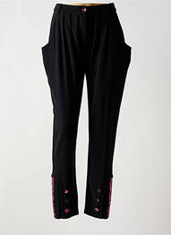 Pantalon droit stretch taille haute noir LESLIE femme