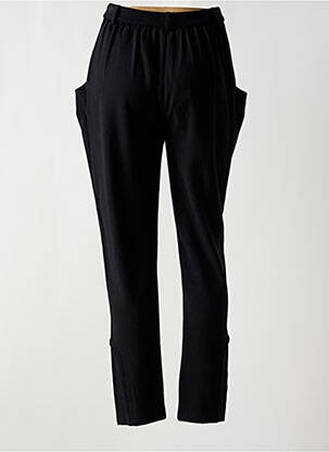 Pantalon droit stretch taille haute noir LESLIE femme