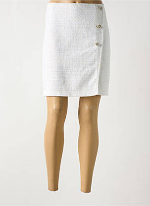 Jupe courte tissage tweed blanc RINASCIMENTO femme