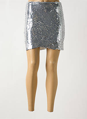 Jupe courte taille haute argent EXQUISS'S femme