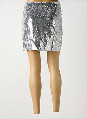 Jupe courte taille à pinces argent EXQUISS'S femme