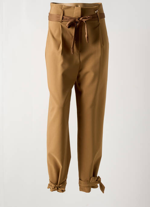 Pantalon droit stretch taille haute marron RINASCIMENTO femme