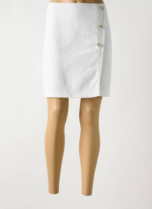 Jupe courte tissage tweed blanc RINASCIMENTO femme