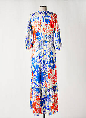 Robe longue imprimé fleurs manches 3/4 bleu MC PLANET femme