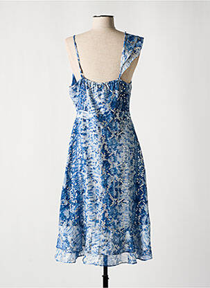 Robe mi-longue tissage crêpe fines bretelles bleu JUS D'ORANGE femme