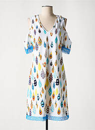 Robe mi-longue coupe fluide manches courtes blanc SAVE THE QUEEN femme