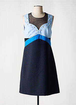 Robe courte sans manche sans manche bleu LESLIE femme