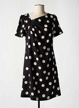 Robe courte fermeture zippée au dos manches courtes noir RINASCIMENTO femme
