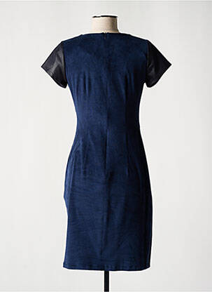 Robe mi-longue fermeture zippée au dos manches courtes bleu MISS TIC femme