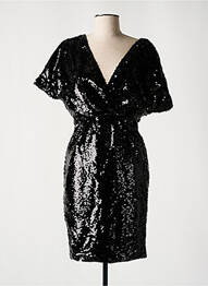 Robe mi-longue fermeture zippée au dos manches courtes noir EXQUISS'S femme