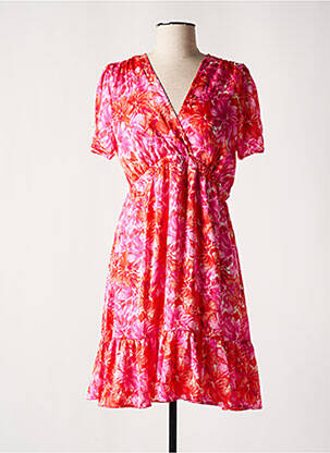Robe courte coupe évasée manches courtes rose MC LORENE femme