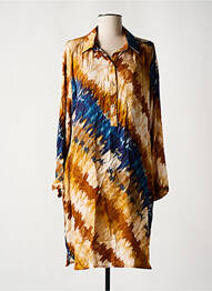 Robe mi-longue coupe fluide manches longues beige LAUREN VIDAL femme