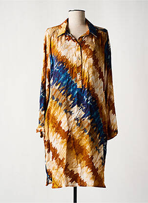 Robe mi-longue manches longues manches longues beige LAUREN VIDAL femme