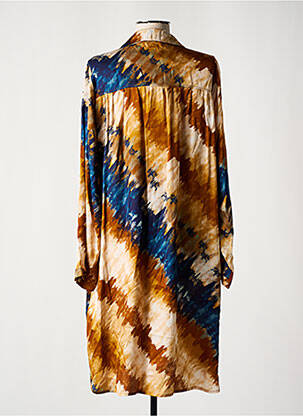 Robe mi-longue coupe fluide manches longues beige LAUREN VIDAL femme